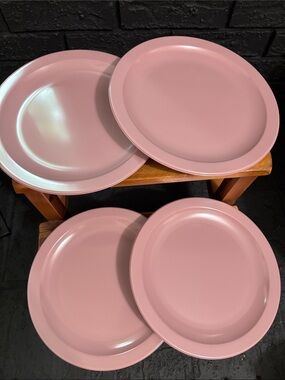 4 Texas Ware Vintage Dinner Plates Dusty Rose Melamine - pink, lavender #139